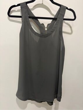Express Women's Olive Sleeveless Tank Top with Back Zip - Size M - Lightly Used